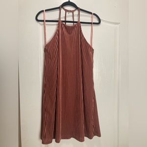 Very J burned out burgundy Velvet pinstripe mini swing dress,Size L,